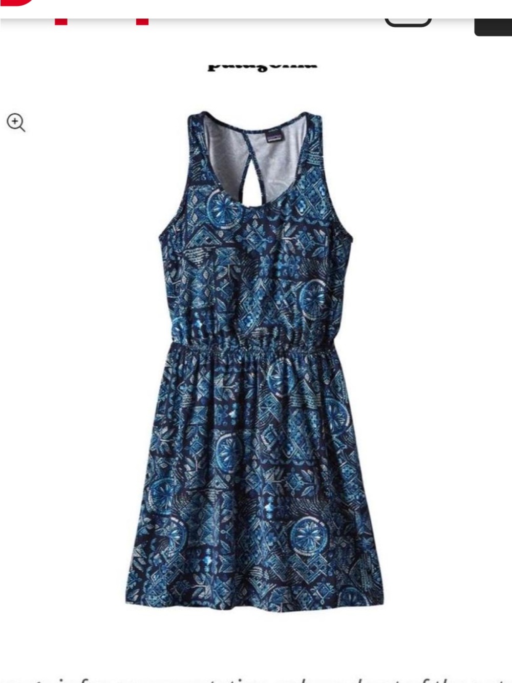 Patagonia Navy Blue Printed organic cotton Sleeveless Casual Dress